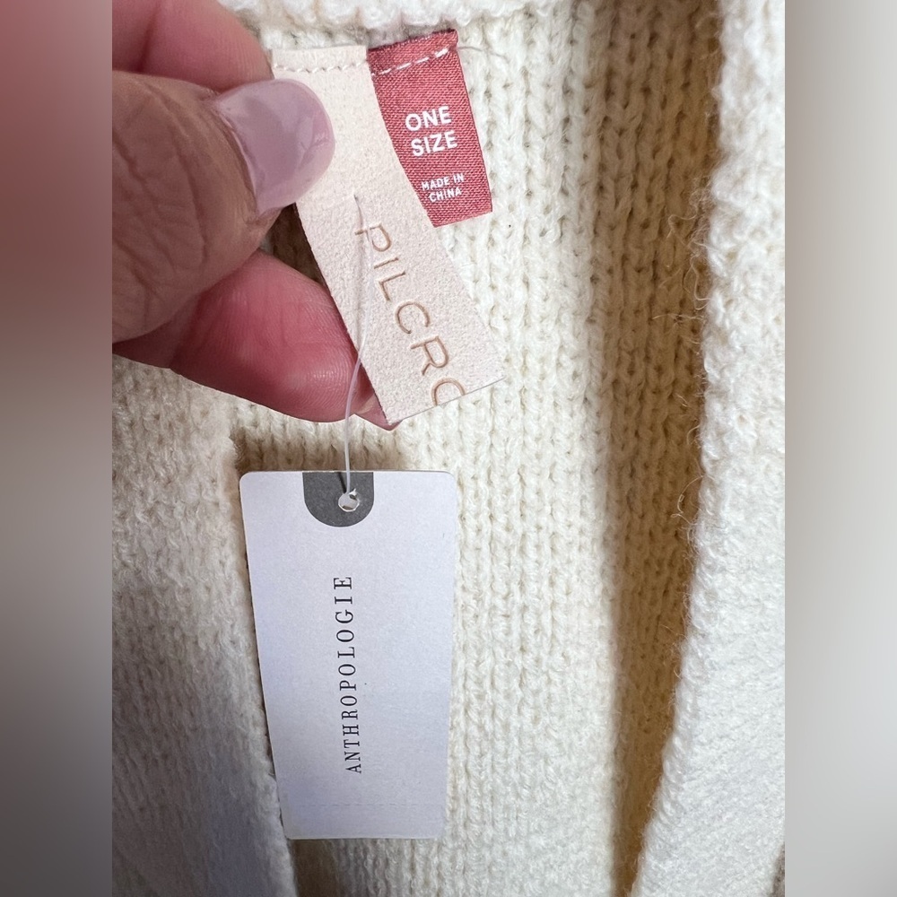 NWT Pilcro Anthropologie One Size Open Front Ivory Cream Cardigan Sweater - Picture 9 of 9